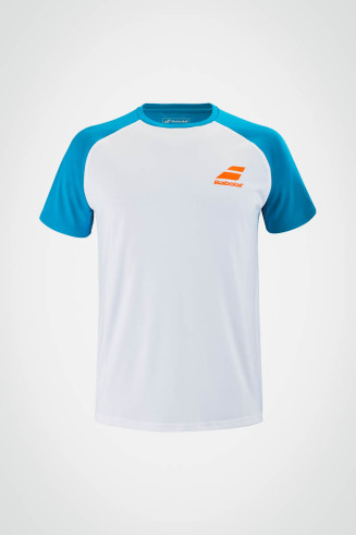 Мужская теннисная футболка Babolat Play Crew Neck (белая / бирюзовая)