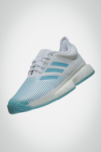 Женские кроссовки для тенниса Adidas Solecourt Boost (белые / голубые)