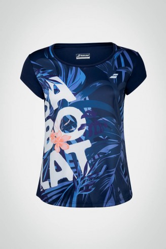 Женская теннисная футболка Babolat Exercise Graphic (синяя)