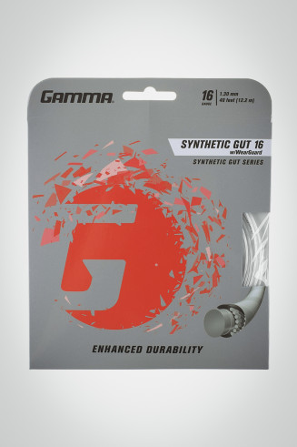 Теннисные струны Gamma Synthetic Gut Wearguard 130 / 16 - 12 м (белые)