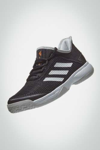 Детские теннисные кроссовки Adidas Adizero Club K (черные / белые / оранжевые)