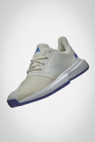 Детские теннисные кроссовки Adidas Courtjam XJ (белые / синие)