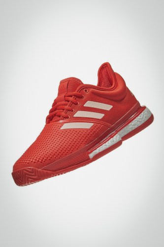 Женские теннисные кроссовки Adidas Solecourt Boost (красные)