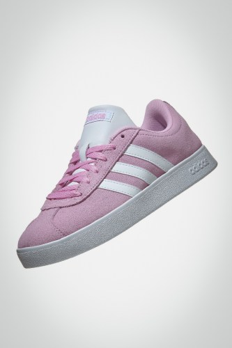 Детские теннисные кроссовки Adidas VL Court (розовые / белые)