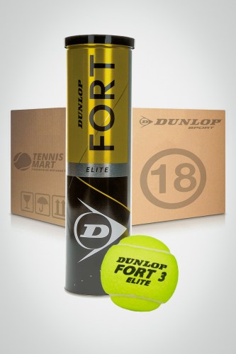Коробка мячей для большого тенниса Dunlop Fort Elite (18 банок)