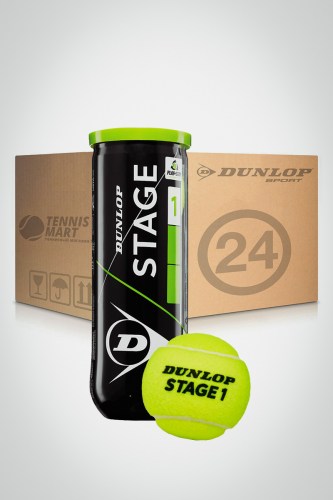 Коробка детских мячей для большого тенниса Dunlop Stage 1 Green (24 банки)