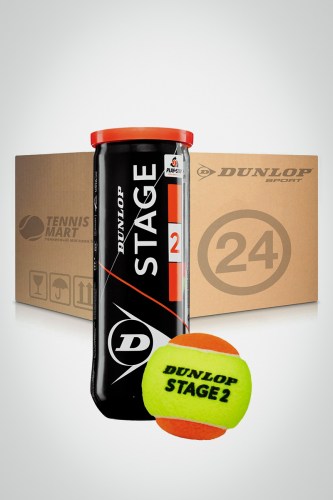 Коробка детских мячей для большого тенниса Dunlop Stage 2 Orange (24 банки)