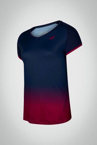 Детская футболка для тенниса для девочки Babolat Compete Cap (синяя / малиновая)