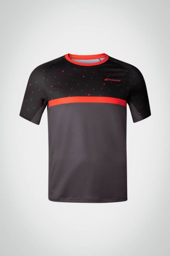 Детская футболка для тенниса для мальчика Babolat Compete Crew Neck (черная / серая)