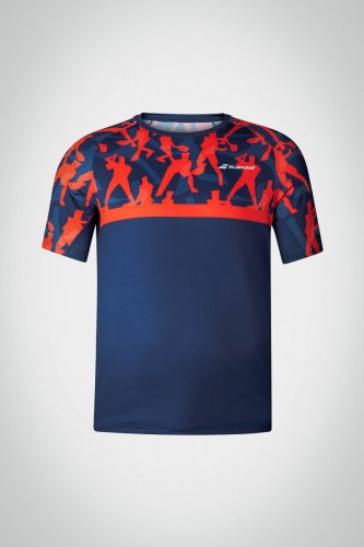Детская футболка для тенниса для мальчика Babolat Compete Crew Neck (синяя / красная)
