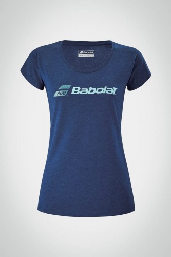 Женская футболка для тенниса Babolat Exercise Glitter (синяя)