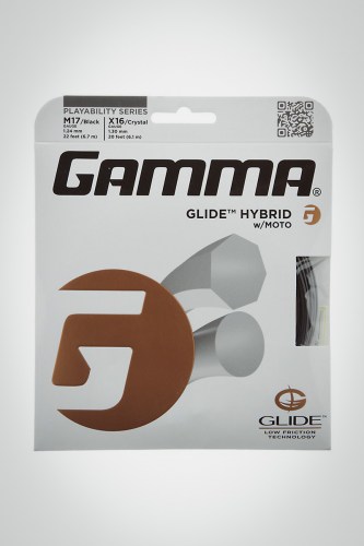 Струны для теннисной ракетки Gamma Glide Hybrid 130 / 16 + Moto 124 / 17 - 12 метров (белые / черные)