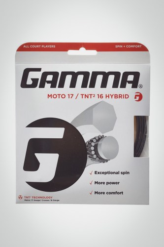 Струны для теннисной ракетки Gamma Moto 17 + TNT2 Hybrid - 12 метров (черные)