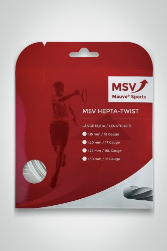 Струны для теннисной ракетки MSV Hepta-Twist 125 / 16l - 12 метров (белые)