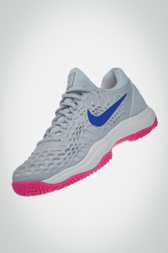 Женские теннисные кроссовки Nike Air Zoom Cage 3 (серые / синие / розовые)
