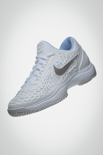 Женские теннисные кроссовки Nike Air Zoom Cage 3 (белые / серебристые)