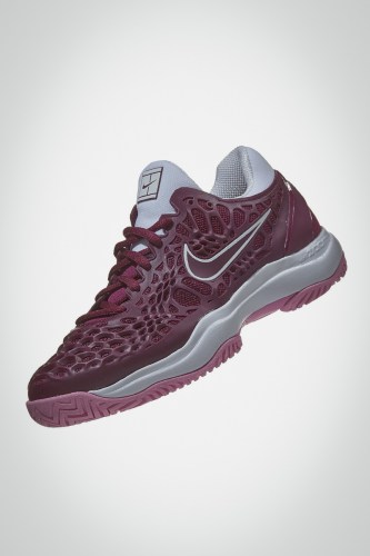 Женские теннисные кроссовки Nike Air Zoom Cage 3 (бордовые / розовые)