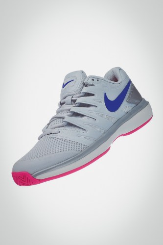 Женские теннисные кроссовки Nike Air Zoom Prestige (серые / синие / розовые)