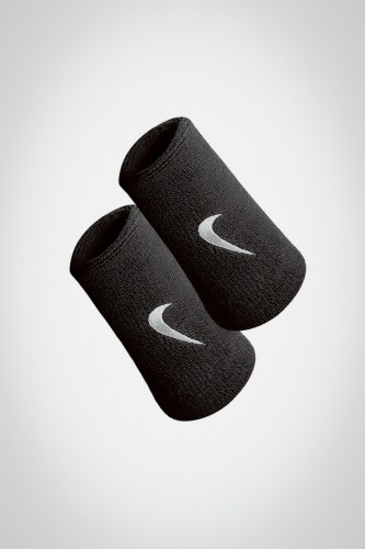 Купить большие напульсники Nike Swoosh Double Wide (черные / белые)