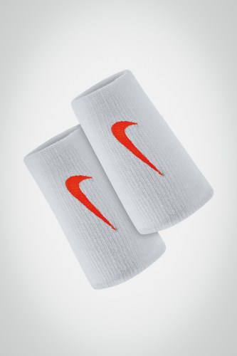 Купить большие напульсники Nike Premier Double Wide (белые / оранжевые)
