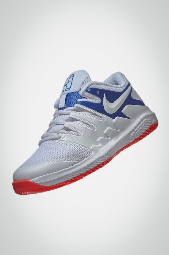 Детские теннисные кроссовки Nike Court Vapor X (белые / синие)