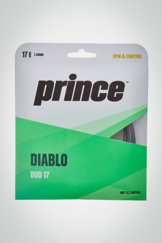 Струны для теннисной ракетки Prince Diablo Duo 125 / 17 - 12 метров (черные / серебристые)