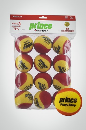 Детские поролоновые мячи для большого тенниса Prince Stage 3 Red Foam (12 мячей)