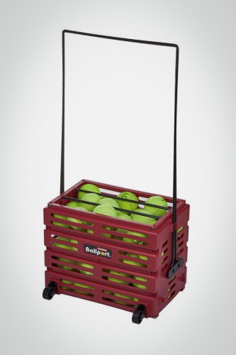 Купить корзину для теннисных мячей с колесами Tourna Ballport X80 (красная)