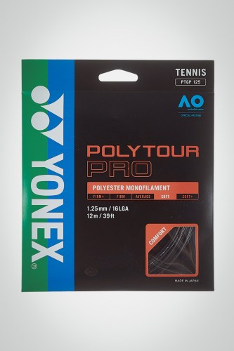 Струны для теннисной ракетки Yonex Poly Tour Pro 125 / 16l - 12 метров (черные)