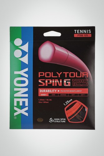 Струны для теннисной ракетки Yonex Poly Tour Spin G 125 / 16l - 12 метров (оранжевые)