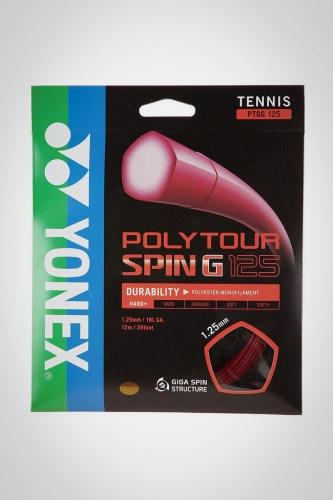 Струны для теннисной ракетки Yonex Poly Tour Spin G 125 / 16l - 12 метров (красные)